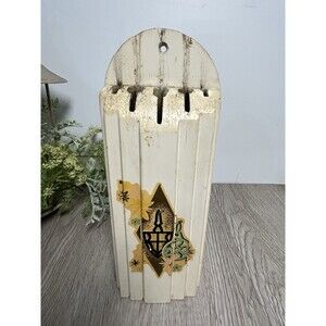 Vintage Nuway Wooden Knife Holder W/ Original Backing MCM 5 Slot Hand Painted